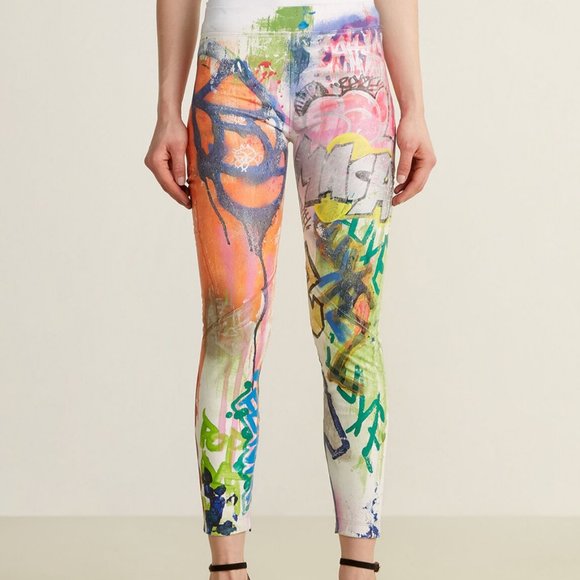Faith Connexion Leather Black Embellished Leggings w Zipper at Ankles